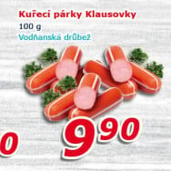 Párky kuřecí Klausovky Vodňanské kuře