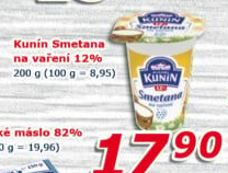 Smetana na vaření Mlékárna Kunín 12%