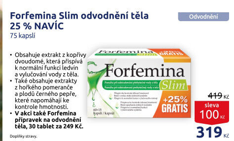 Přípravek na odvodnění a na hubnutí Forfemina Slim