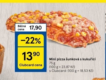 Mini pizza šunková s kukuřicí