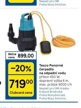 Tesco Ponorné čerpadlo na odpadní vodu