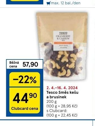 Tesco Směs kešu a brusinek