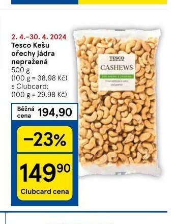 Tesco Kešu ořechy jádra nepražená