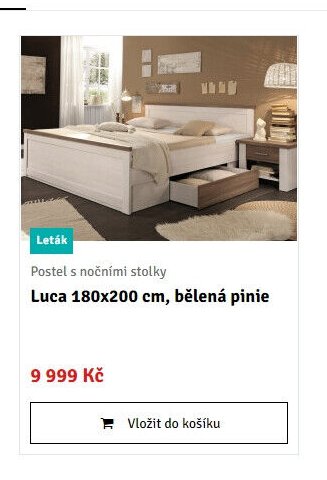 Postel s nočními stolky Luca 180x200 cm, bělená pinie - ASKO akcniletaky.com