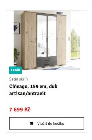 Šatní skříň Chicago, 159 cm, dub artisan/antracit - ASKO akcniletaky.com