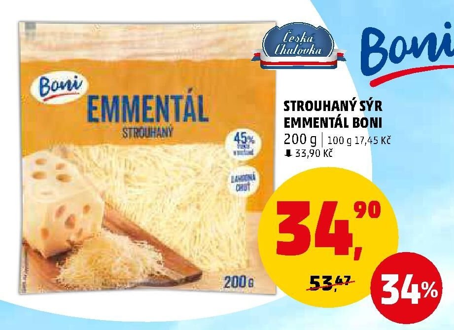 Strouhaný sýr Emmentál Boni