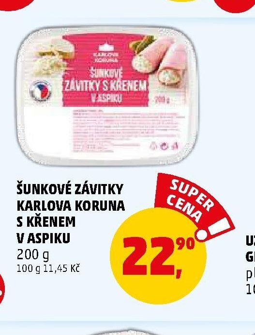 ŠUNKOVÉ ZÁVITKY KARLOVA KORUNA S KŘENEM V ASPIKU