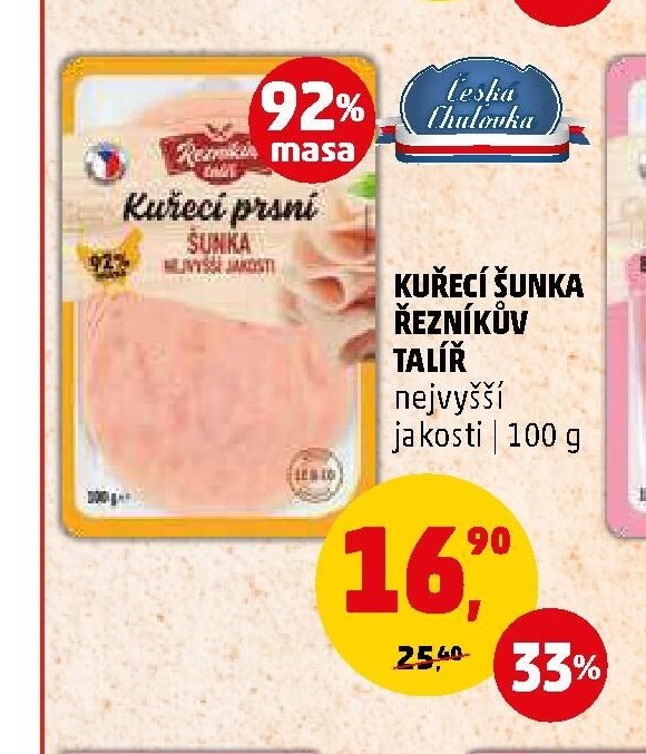 Kuřecí prsní šunka nejvyšší jakosti Řezníkův talíř