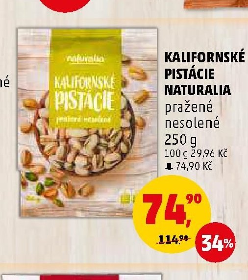 KALIFORNSKÉ PISTÁCIE NATURALIA pražené nesolené 250 g