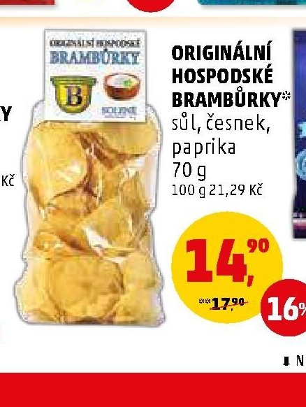 ORIGINÁLNÍ HOSPODSKÉ BRAMBŮRKY sůl, česnek, paprika 70 g