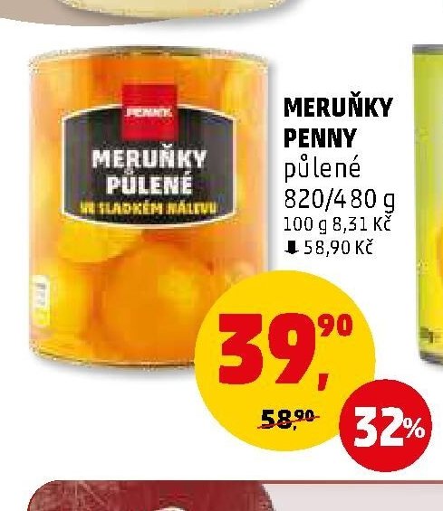 Meruňky Penny půlené 820/480 g