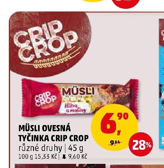 Müsli ovesná tyčinka Crip Crop různé druhy 45 g