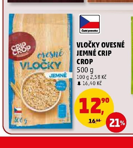 Vločky ovesné jemné Crip Crop 500 g