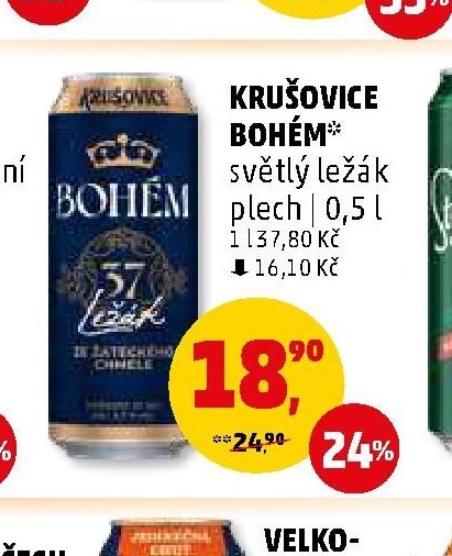 KRUŠOVICE BOHÉM* světlý ležák plech 0,5 l