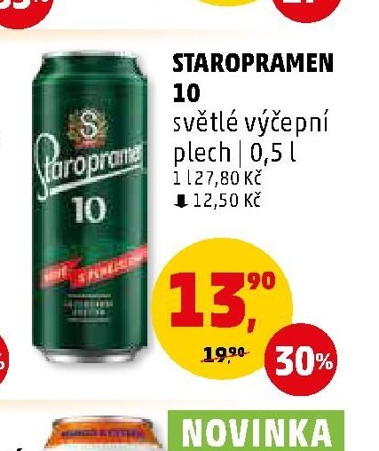 STAROPRAMEN 10 světlé výčepní plech 0,5 l