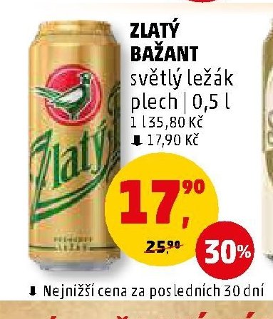 ZLATÝ BAŽANT světlý ležák plech 0,5 l