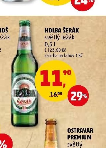 HOLBA ŠERÁK světlý ležák 0,5 l