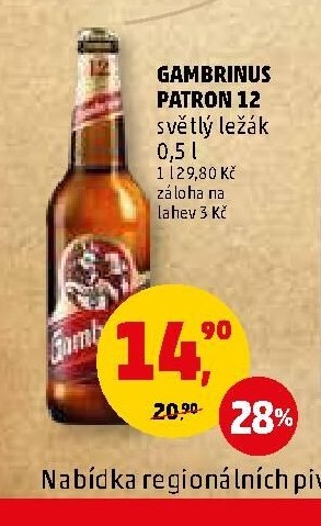 GAMBRINUS PATRON 12 světlý ležák 0,5 l