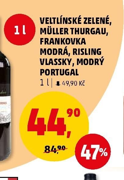 Veltlínské zelené, Müller Thurgau, Frankovka modrá, Risling vlassky, Modrý portugal