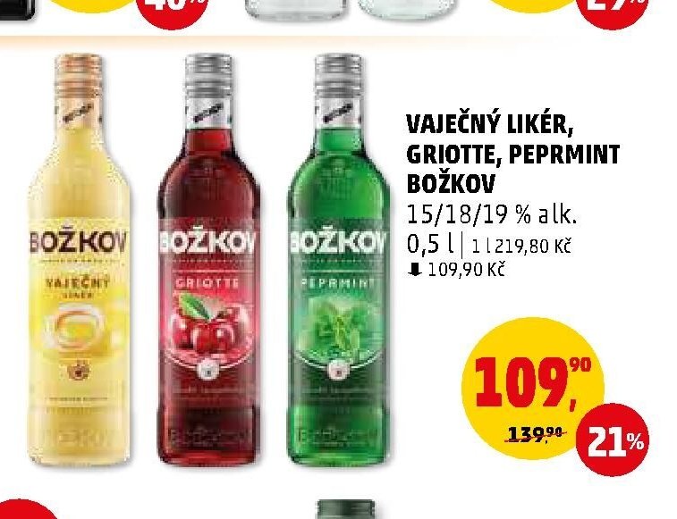 Vaječný likér, Griotte, Peprmint Božkov