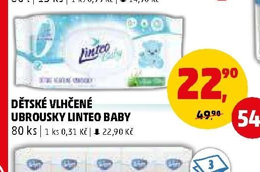 DĚTSKÉ VLHČENÉ UBROUSKY LINTEO BABY