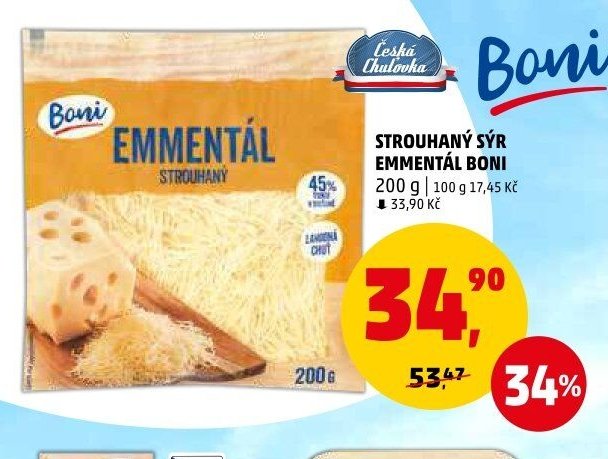 Strouhaný sýr Emmentál Boni 200 g