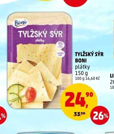 Tylžský sýr Boni plátky 150 g