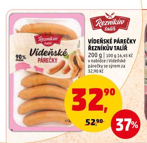 Vídeňské párečky Řezníkův talíř