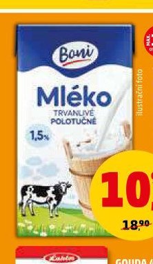 Mléko Boni polotučné, 1,5 % tuku