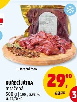 Játra kuřecí mražená