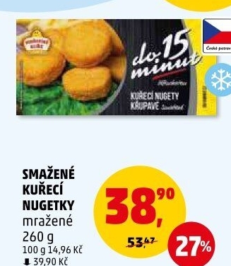 Nugetky kuřecí smažené mražené Vodňanské kuře