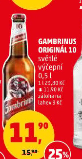 Pivo světlé výčepní Originál 10° Gambrinus