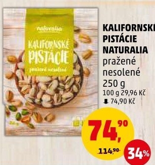 Pražené pistácie kalifornské Naturalia