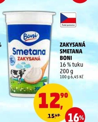 Smetana zakysaná Boni 16%