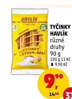Tyčinky trvanlivé se sýrem a solí Havlík