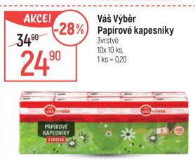 Papírové kapesníčky 3vrstvé Váš Výběr