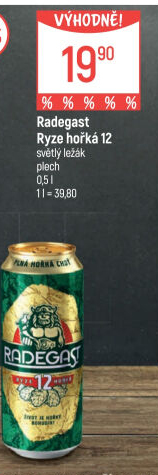 Pivo světlý ležák 12° Ryze hořká Radegast