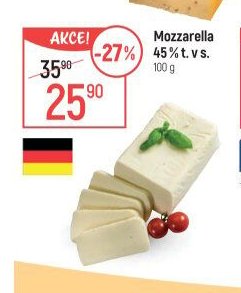 Mozzarella 45% t. v s.