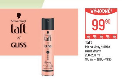 Taft lak na vlasy, tužidlo