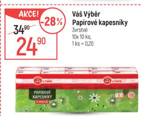 Papírové kapesníčky 3vrstvé Váš Výběr