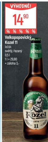 Pivo ležák 11° Řezaný Velkopopovický Kozel