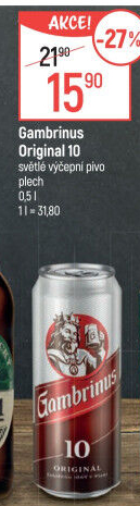 Pivo světlé výčepní Originál 10° Gambrinus