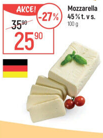 Sýr Mozzarella cihla 45%