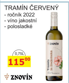 Víno Tramín červený ze Znojemska Znovín Znojmo