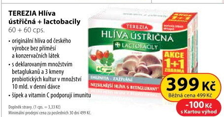 Doplněk stravy Hlíva ústřičná + lactobacily se šípkem Terezia