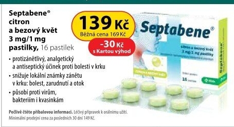 Pastilky proti bolesti v krku Septabene