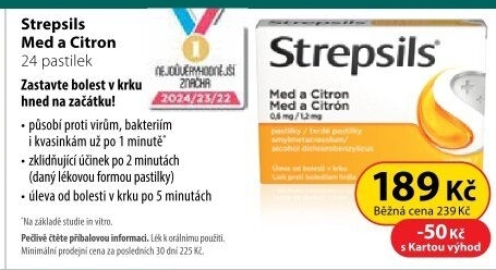 Pastilky proti bolesti v krku Strepsils