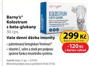Tablety na posílení imunity Kolostrum s beta-glukany Barny'