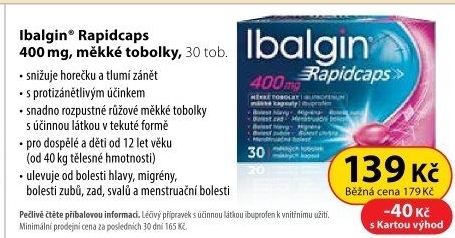 Tablety proti bolesti Rapidcaps Ibalgin