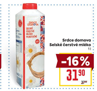 Mléko čerstvé selské Srdce Domova